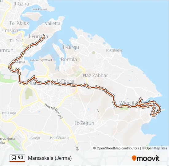 93 Bus Line Map