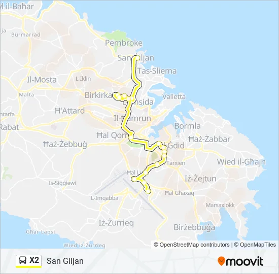 Percorso linea bus X2