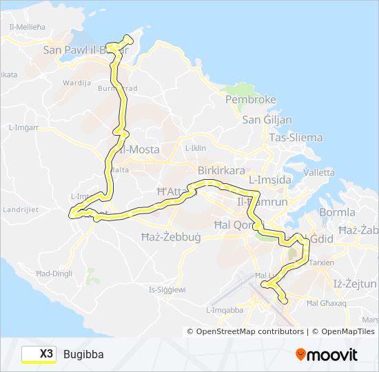X3 bus Line Map
