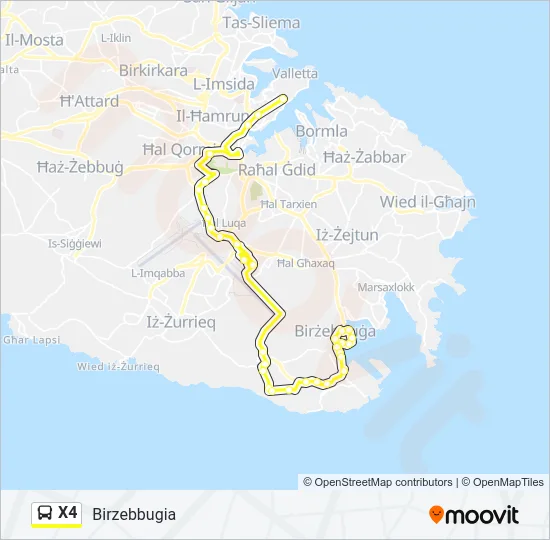 Percorso linea bus X4