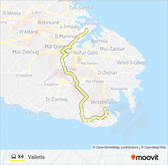 Percorso linea bus X4