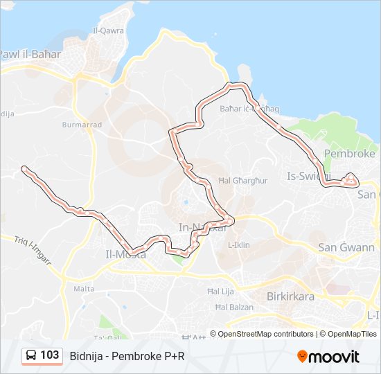 Percorso linea bus 103