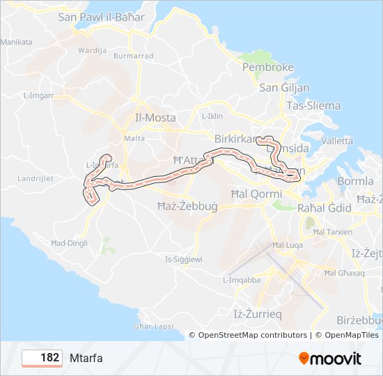 182 bus Line Map