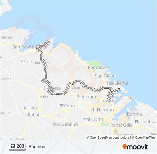 Percorso linea bus 203