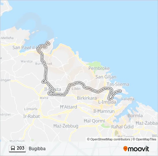 203 Bus Line Map
