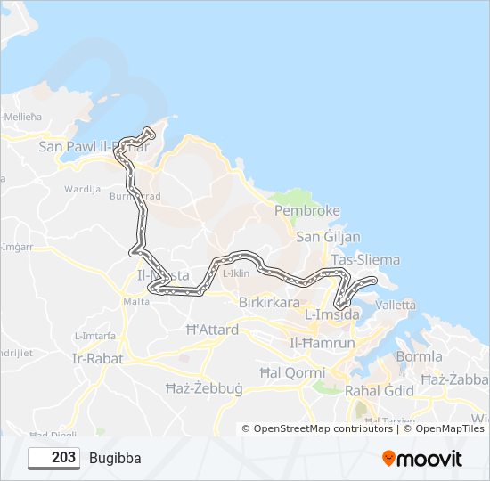 203 bus Line Map