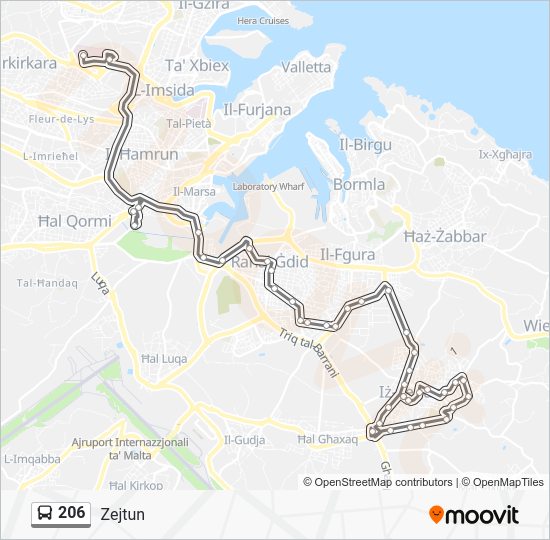 206 Route: Schedules, Stops & Maps - Zejtun (Updated)