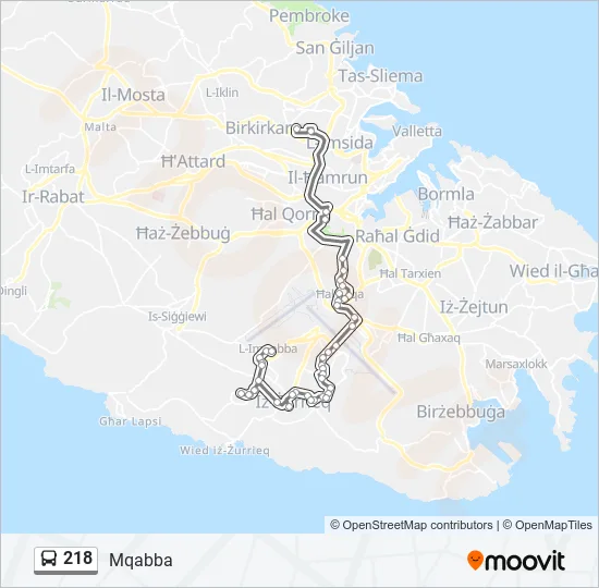 218 Bus Line Map