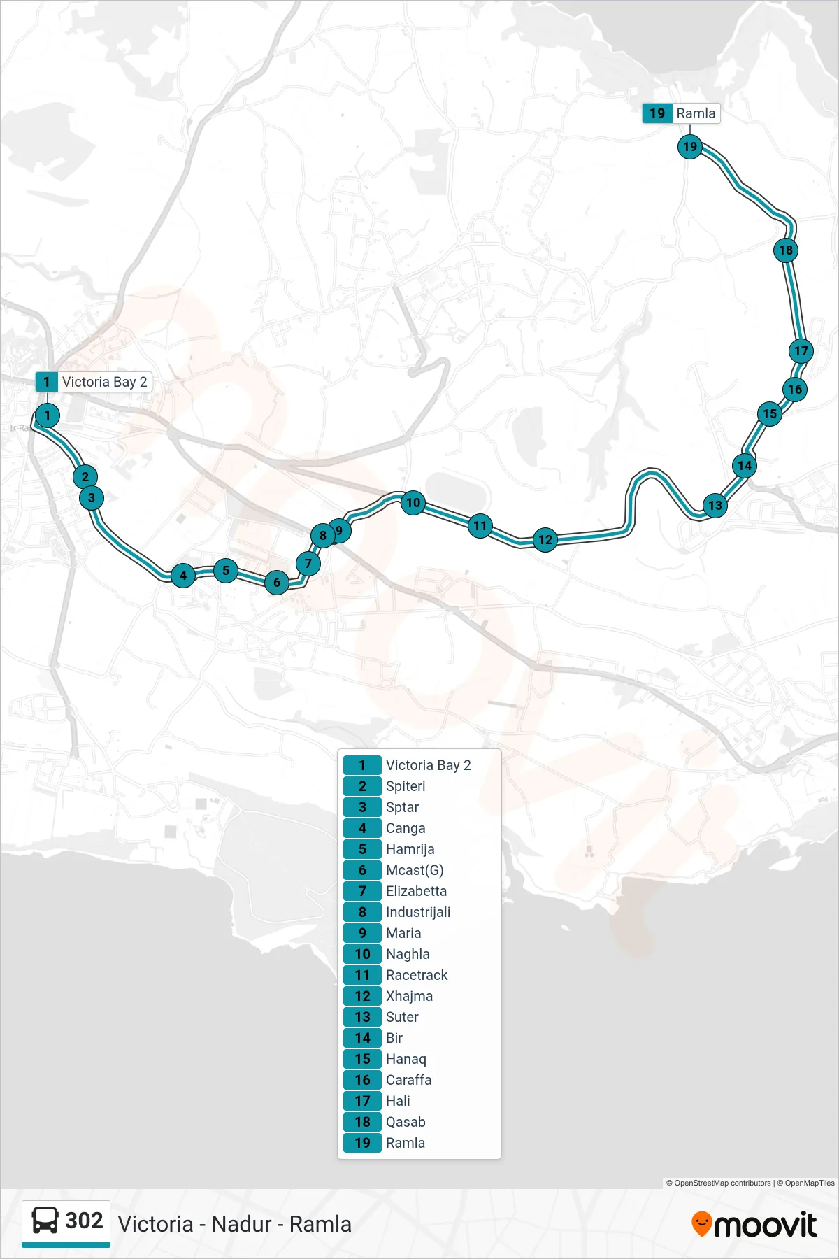 Linea 302 bus (Ramla) - Percorsi e fermate sulla mappa