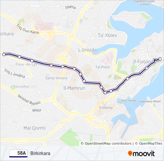 58A bus Line Map