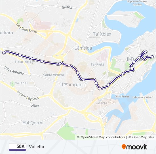 58A bus Line Map