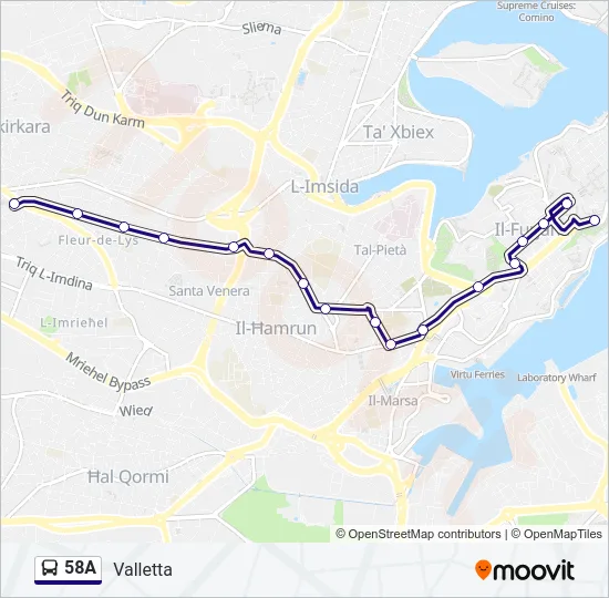 Percorso linea bus 58A