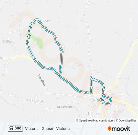 Percorso linea bus 308
