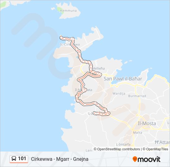 Percorso linea bus 101