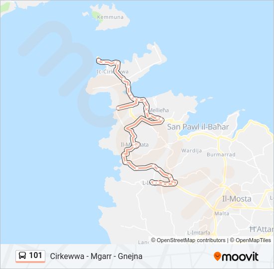 Percorso linea bus 101