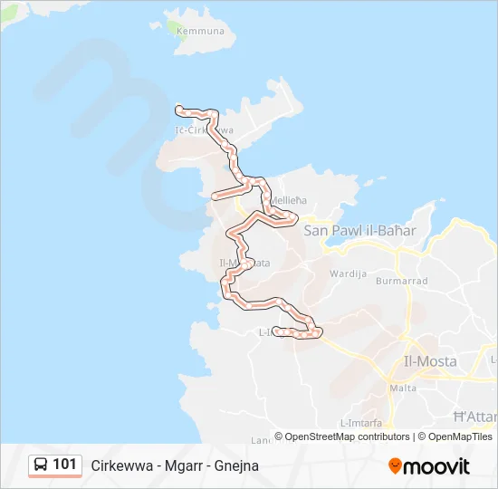 Percorso linea bus 101