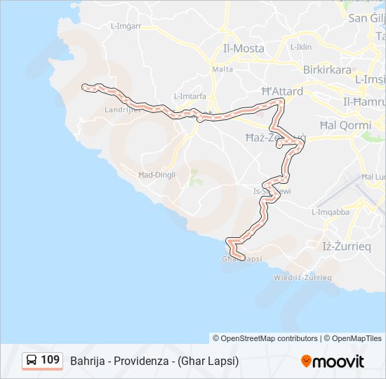 Percorso linea bus 109