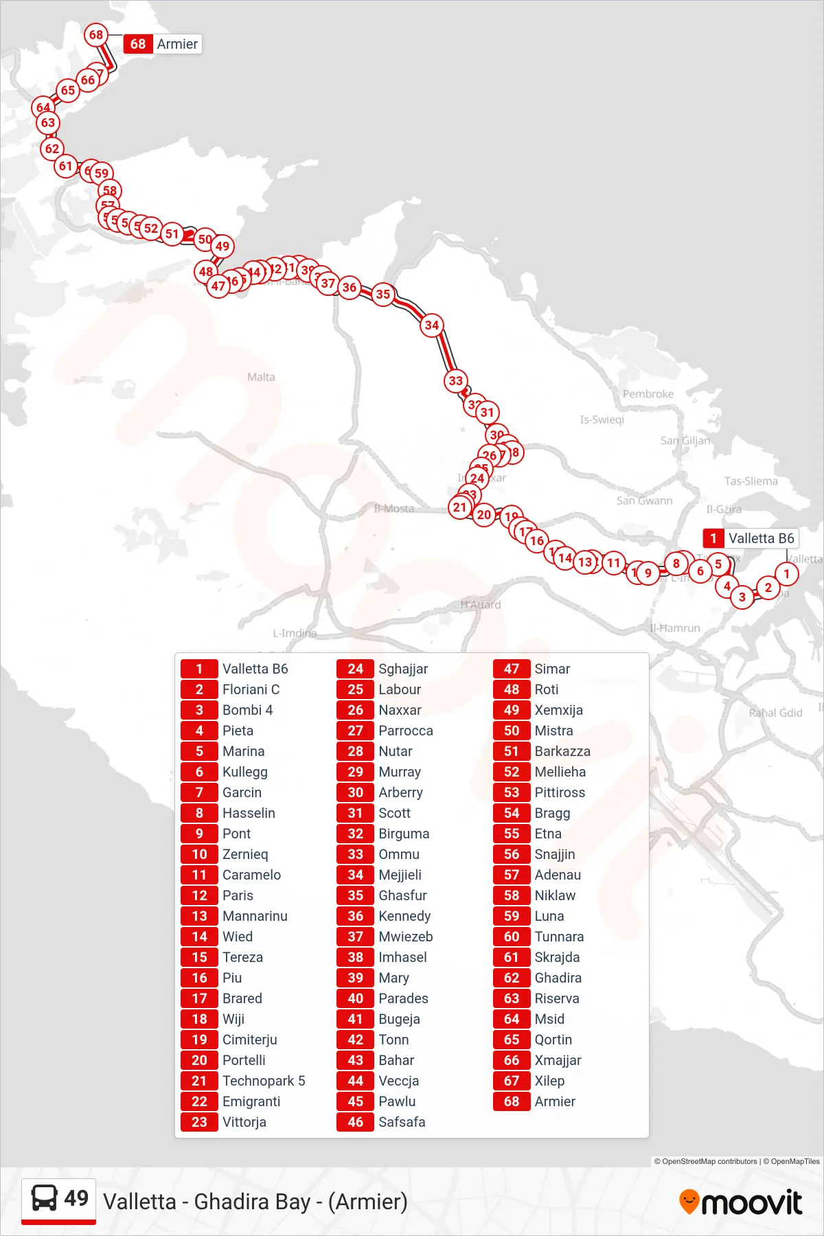Linea 49 bus (Armier) - Percorsi e fermate sulla mappa