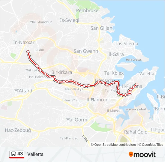 43 Bus Line Map