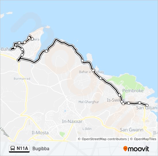 Percorso linea bus N11A