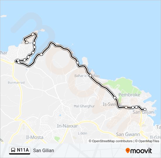 Percorso linea bus N11A