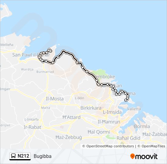 Percorso linea bus N212