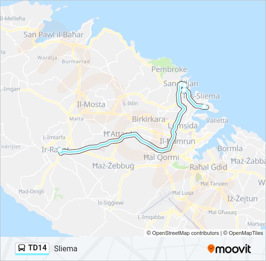 Percorso linea bus TD14