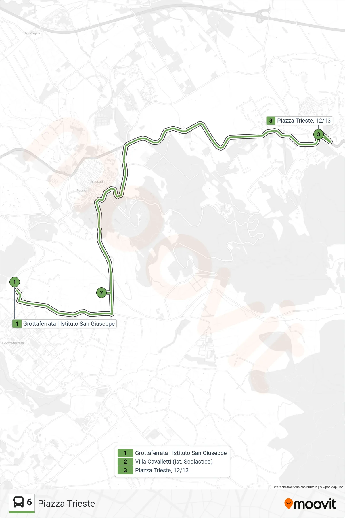 Linea 6 bus (Piazza Trieste) - Percorsi e fermate sulla mappa