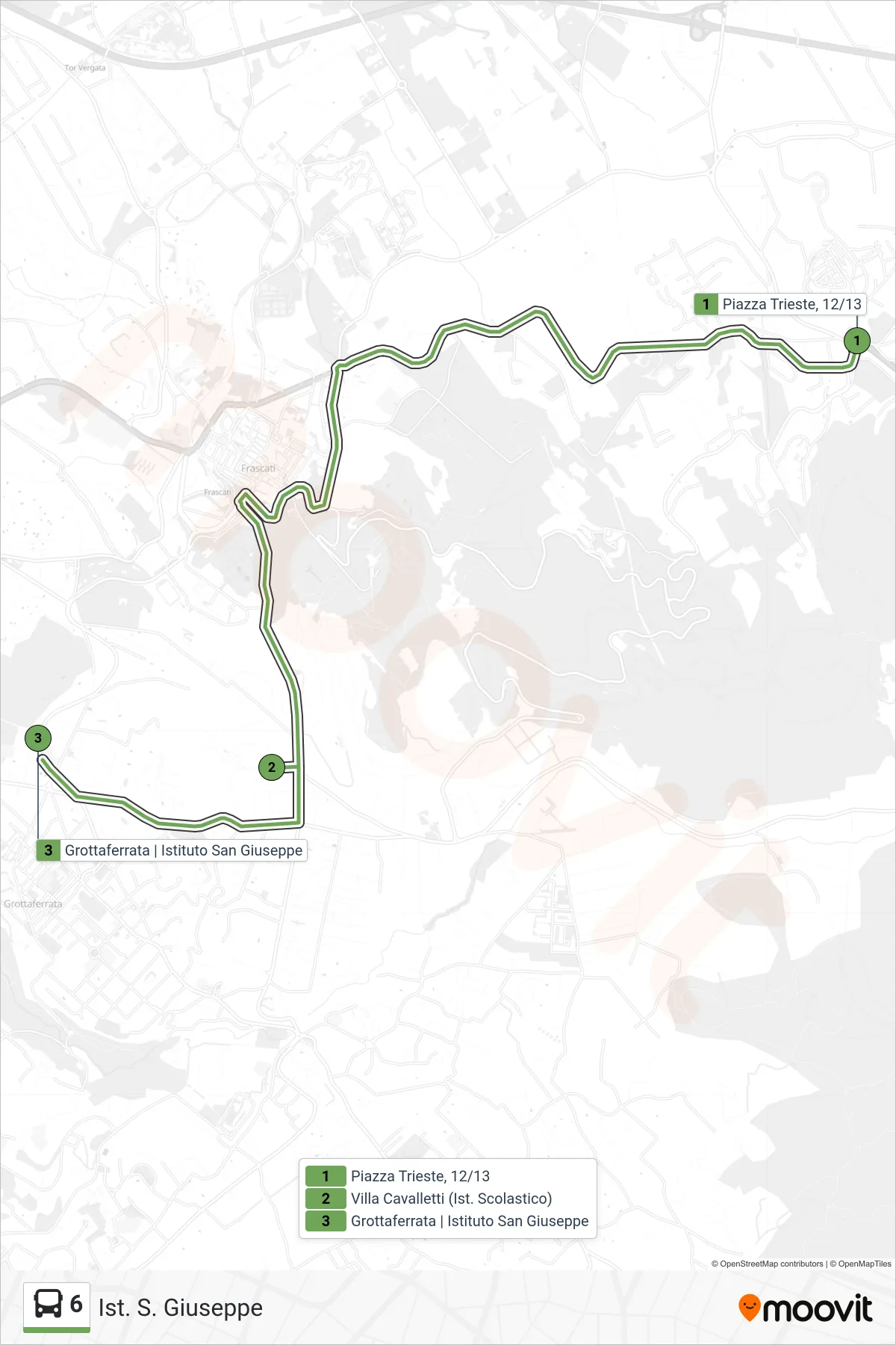 Linea 6 bus (Ist. S. Giuseppe) - Percorsi e fermate sulla mappa
