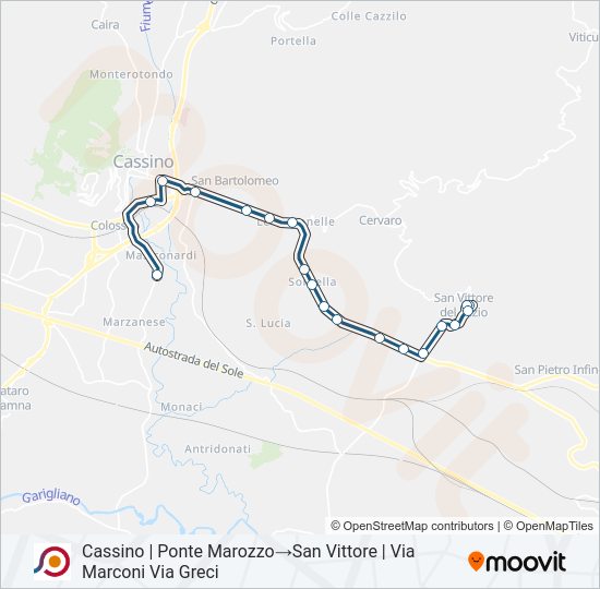 Percorso linea bus COTRAL