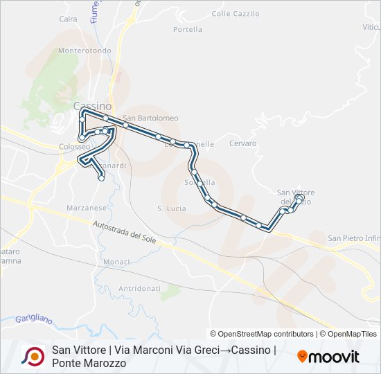 Percorso linea bus COTRAL