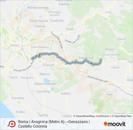 Percorso linea bus COTRAL