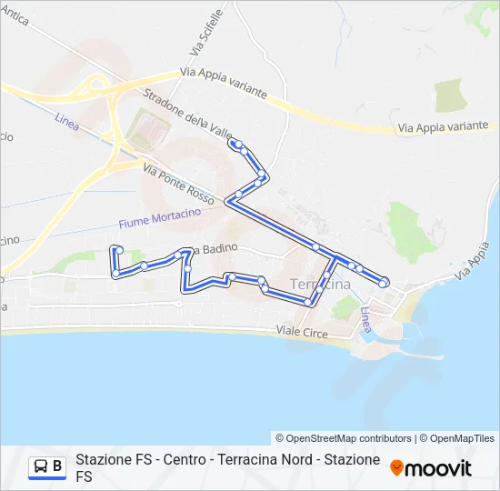B Bus Line Map