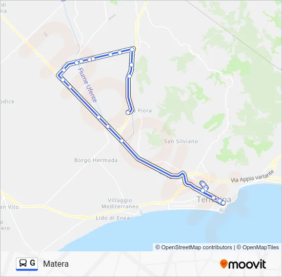 Percorso linea bus G