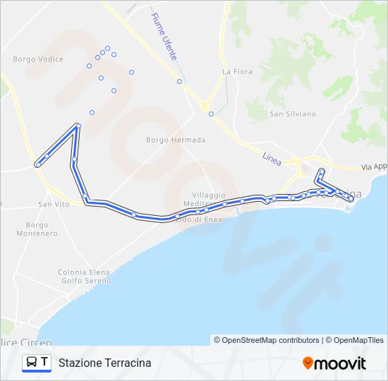 T Bus Line Map