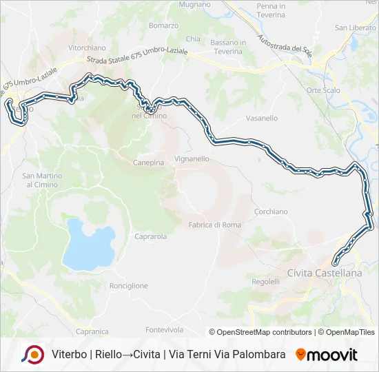 Percorso linea bus COTRAL