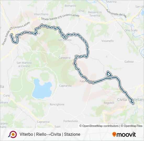 Percorso linea bus COTRAL