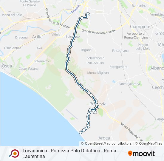 Percorso linea bus COTRAL