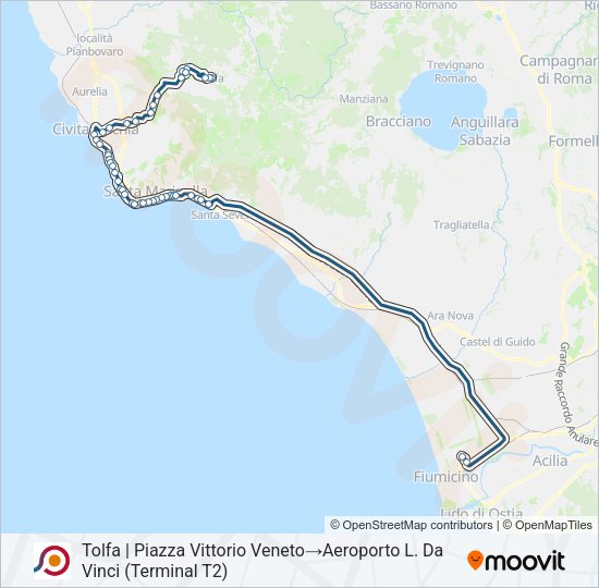 Percorso linea bus COTRAL