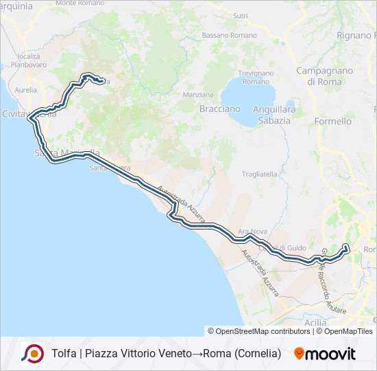 Percorso linea bus COTRAL