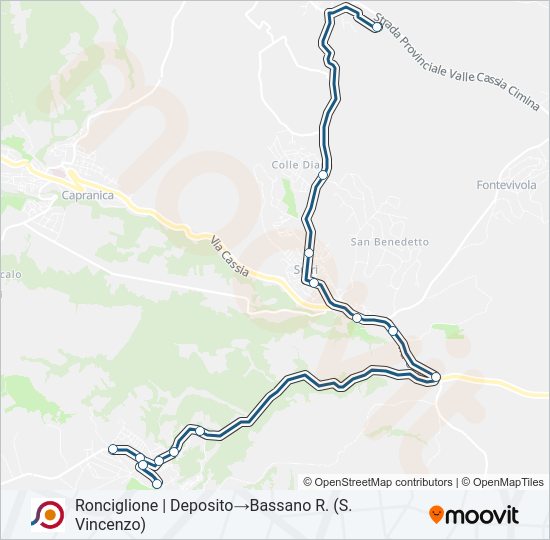 Percorso linea bus COTRAL