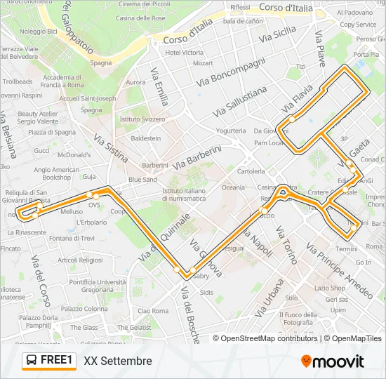 FREE1 Bus Line Map