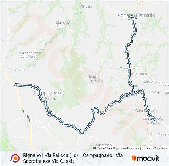 Percorso linea bus COTRAL