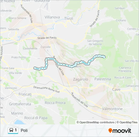 Percorso linea bus 1