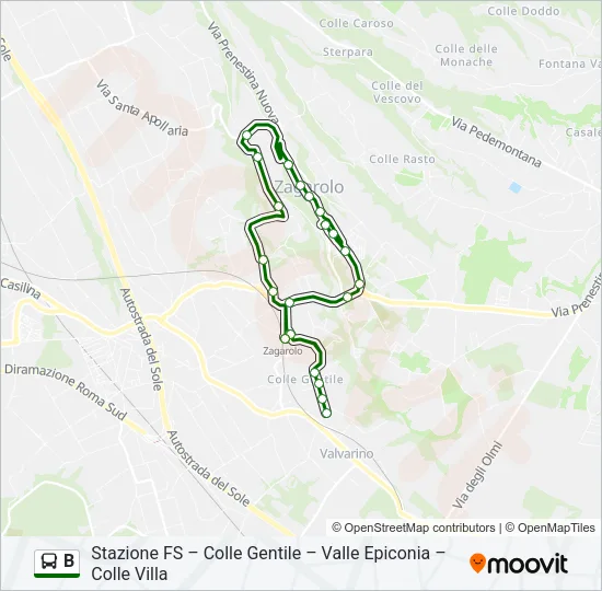 B Bus Line Map