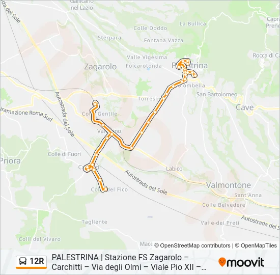 12R Bus Line Map