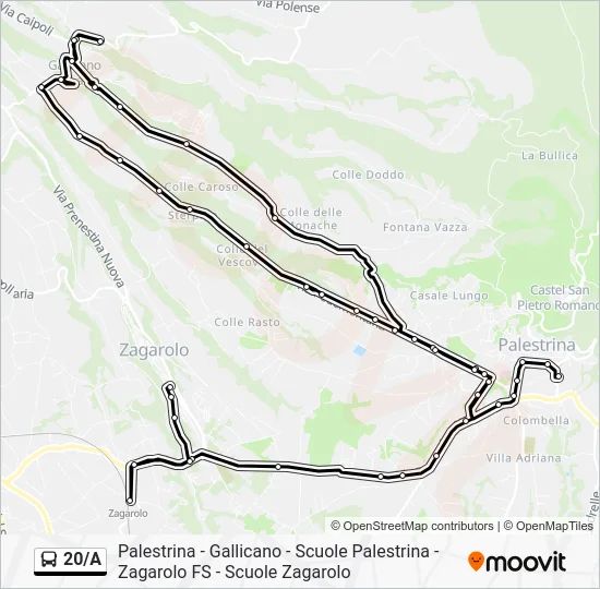 Percorso linea bus 20/A