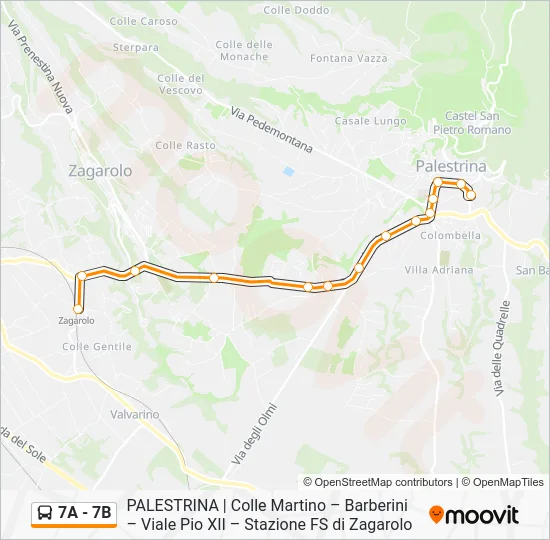 Percorso linea bus 7A - 7B