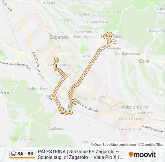 8A - 8B Bus Line Map
