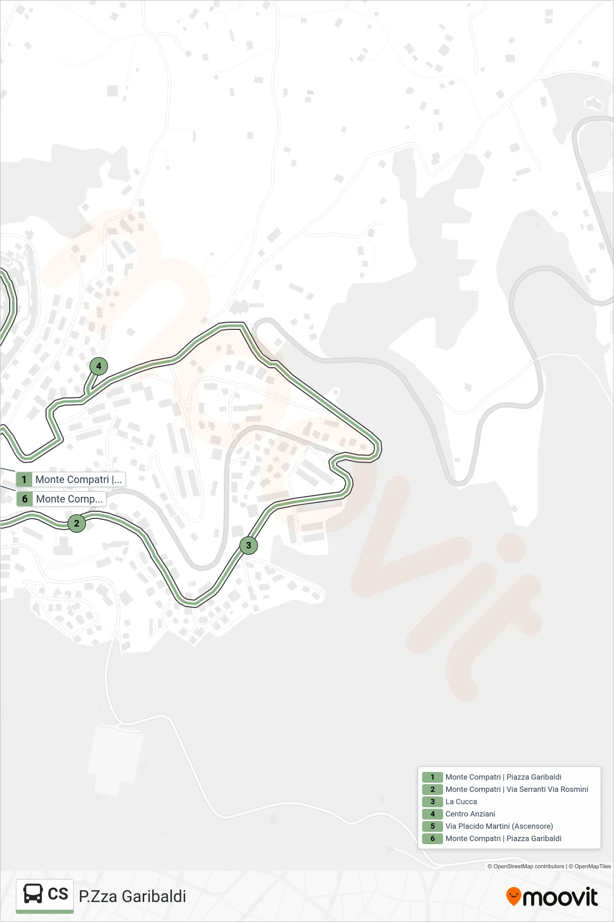 Linea CS bus (P.Zza Garibaldi) - Percorsi e fermate sulla mappa